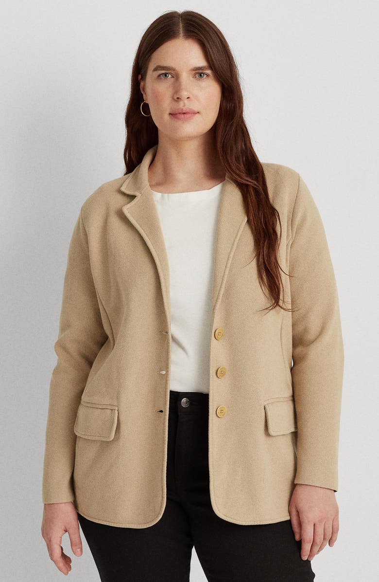 Lauren Ralph Lauren Combed Cotton Blazer, Alternate, color, Birch Tan