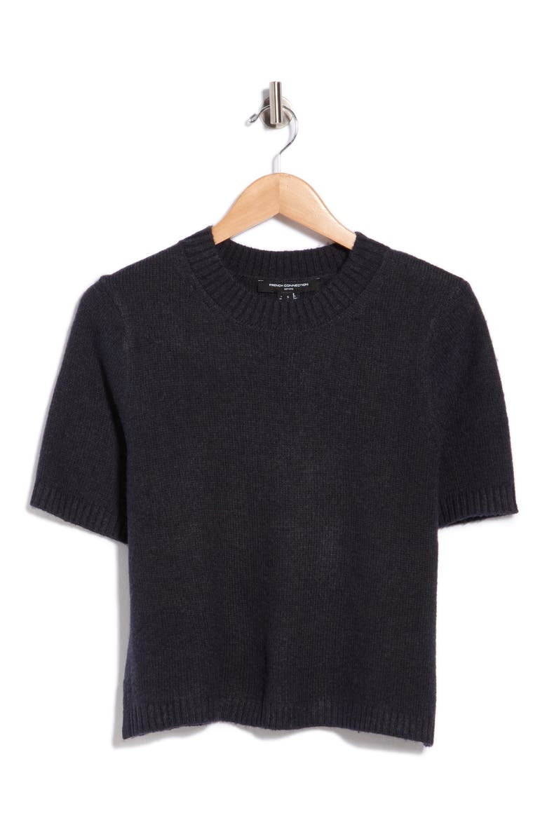 Sarah Short Sleeve Knit Sweater, Alternate, color, NAVY