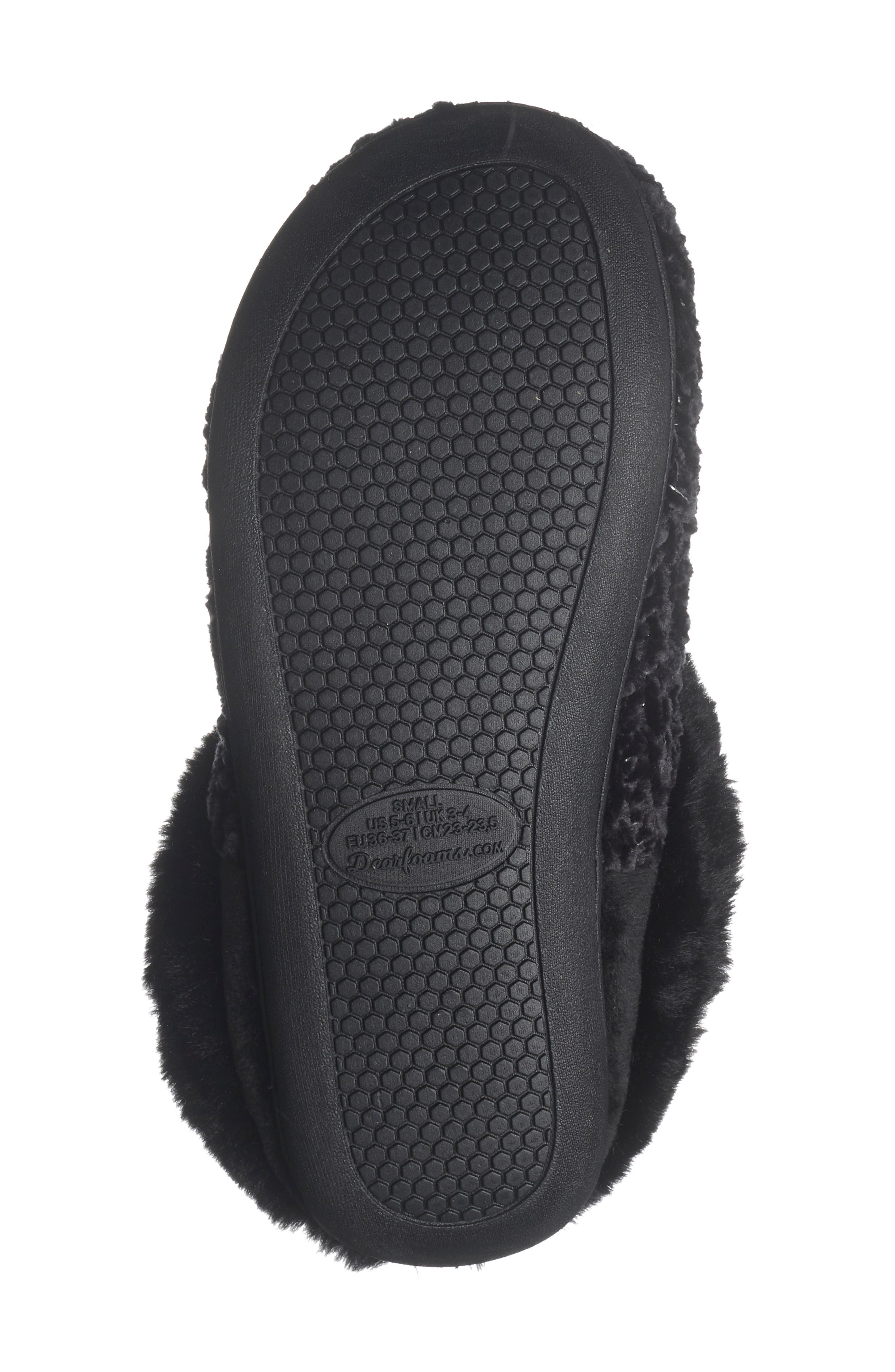 R.G. Barry Chenille witj Faux Fur Collar Clog Slipper, Alternate, color, Black