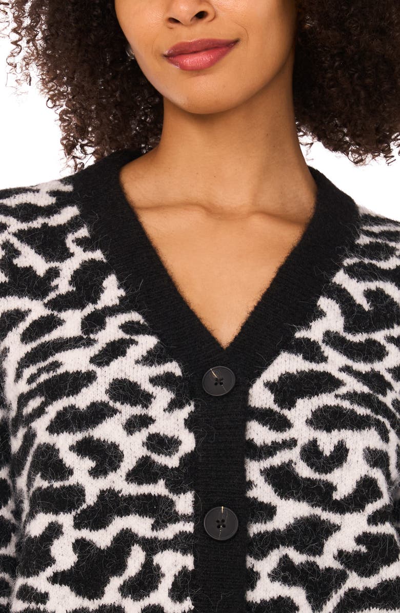 Halogen<sup>®</sup> Animal Print Cardigan, Alternate, color, Rich Black