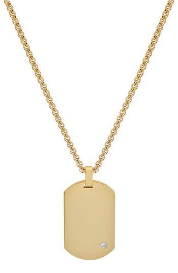 Geoffrey Beene Stainless Steel Dog Tag Pendant Necklace
