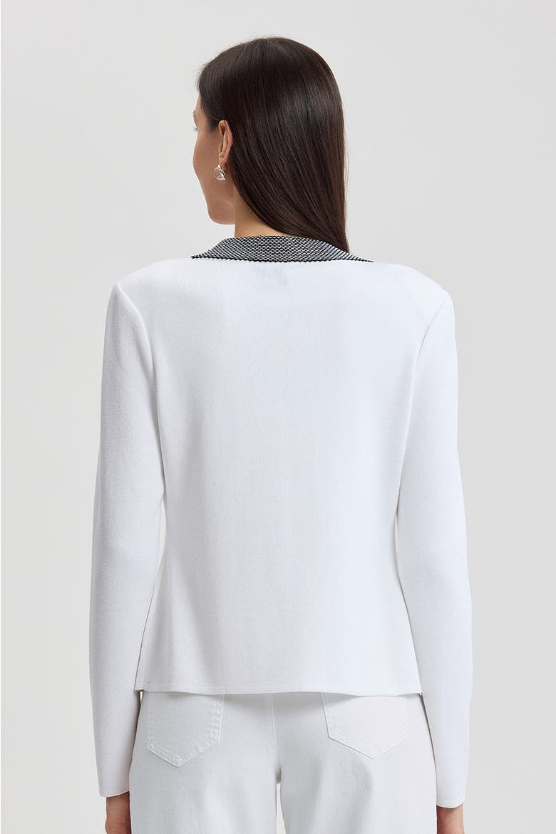 Family Savvy Contrast Trim Soft Knit Cardigan, Alternate, color, White/Black