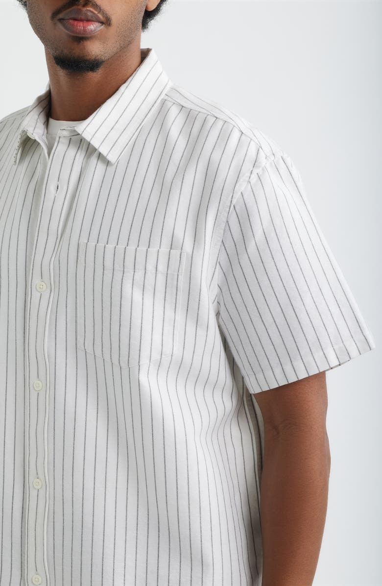 BP. Boxy Crop Oxford Button-Up Shirt, Alternate, color, White Dual Stripe