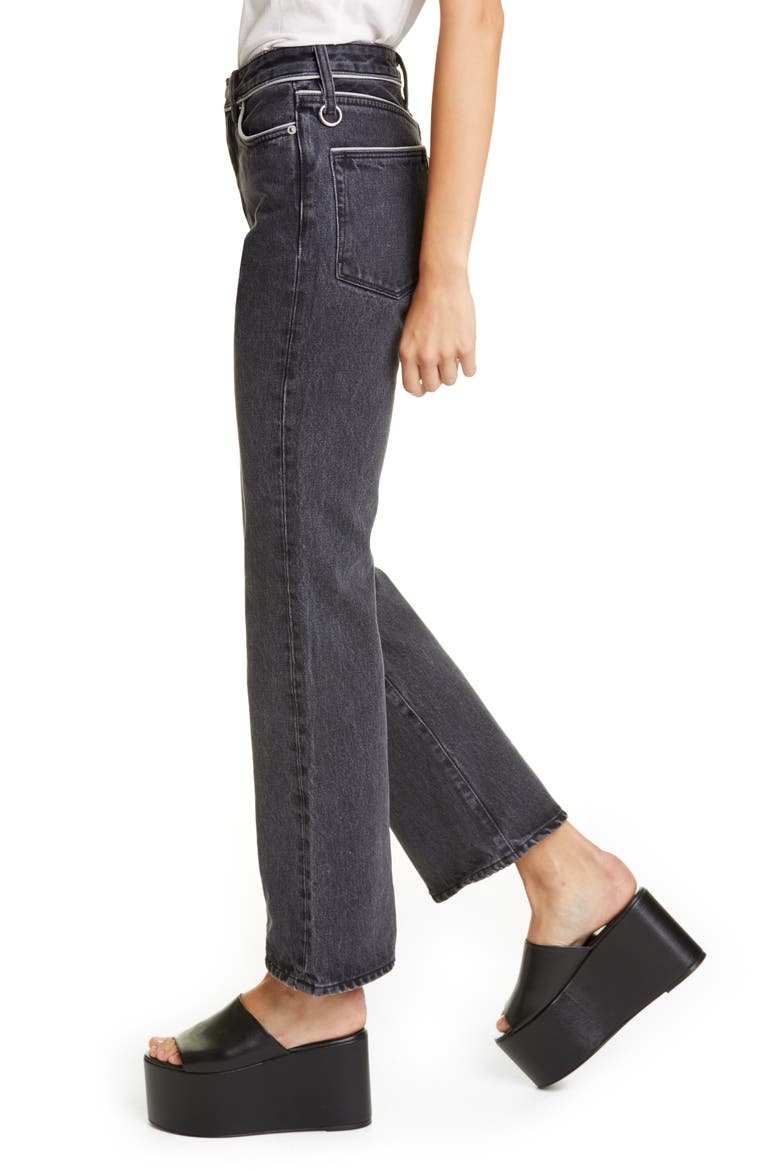 Piping Crop Flare Jeans, Alternate, color, MID BLACK WASH PIPING