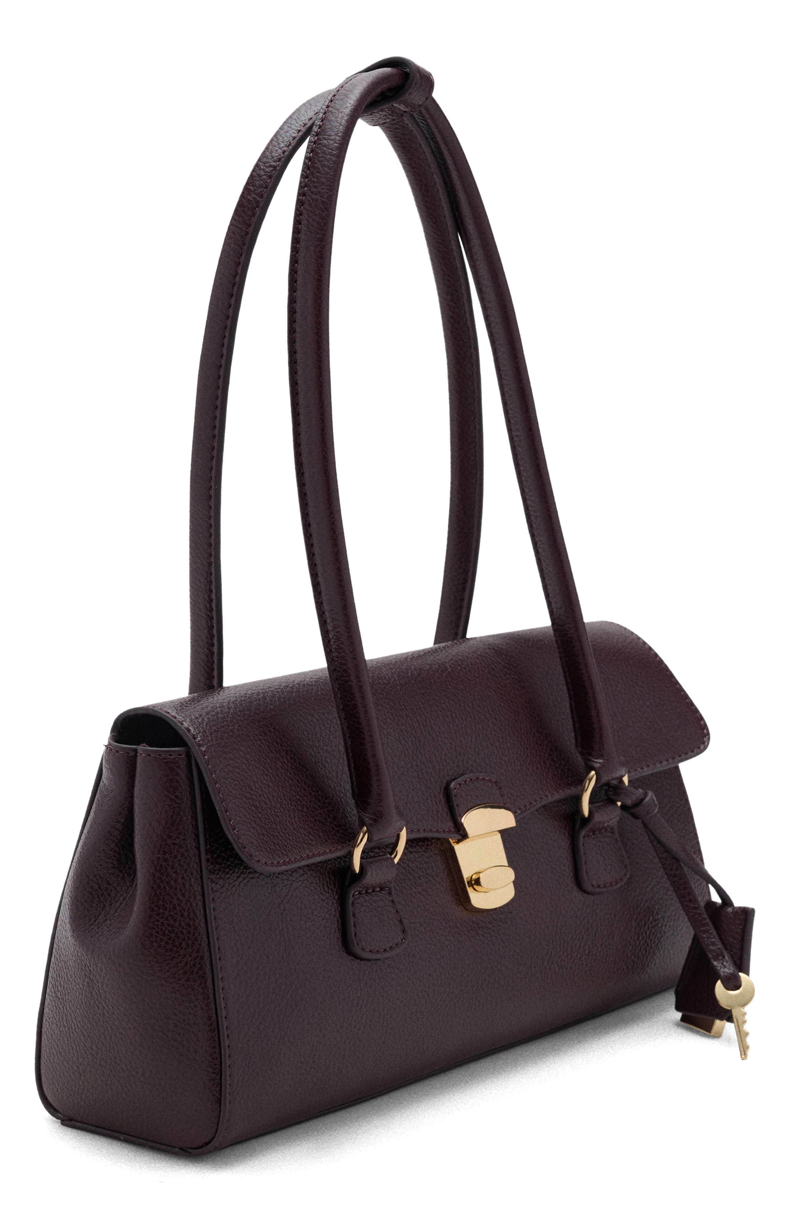 MANGO City Faux Leather Shoulder Bag, Main, color, Burgundy