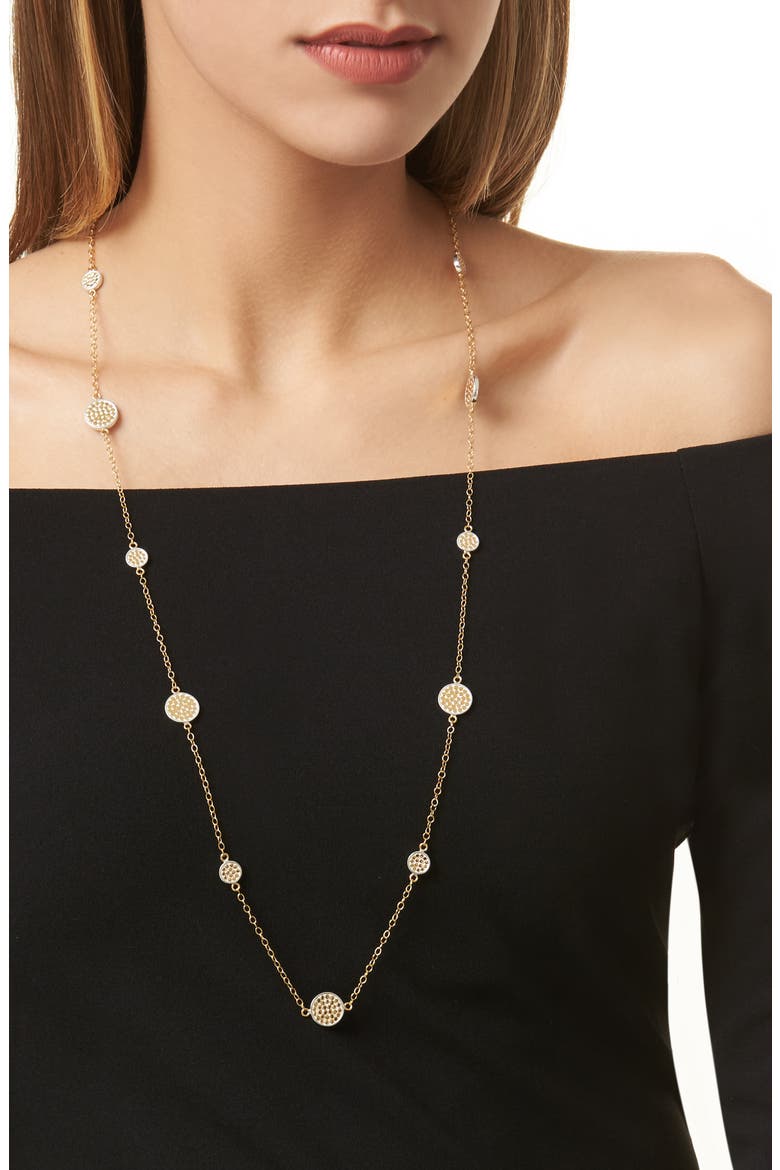 Long Multi Disc Station Necklace (Nordstrom Exclusive), Alternate, color, GOLD