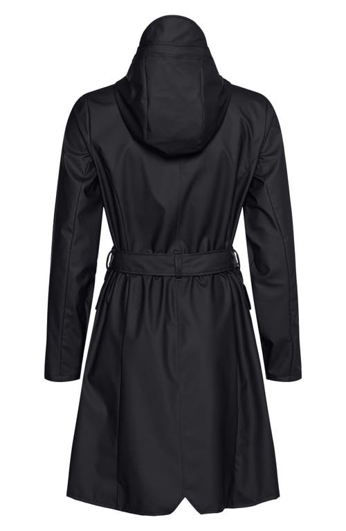 Rains Curve Waterproof Belted Jacket In Black