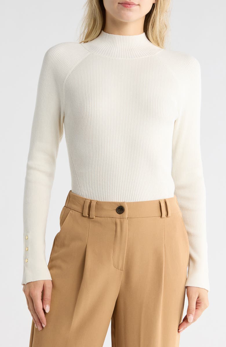 Derek Lam 10 Crosby Kassandra Mock Neck Rib Sweater, Main, color, Ivory