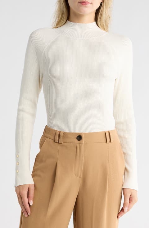 Kassandra Mock Neck Rib Sweater