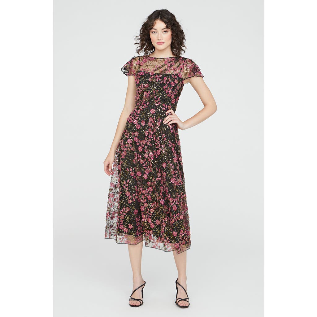 Theia Mariah Beaded Cocktail Dress In Multi