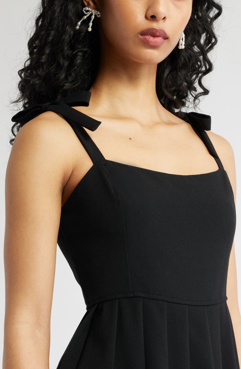 BP. Tie Strap Pleated Minidress, Alternate, color, Black