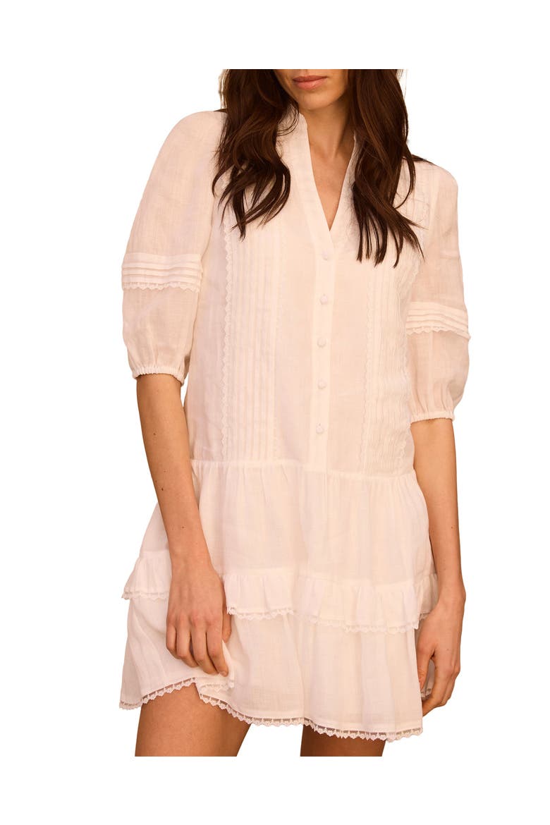 Ramie Ruffle Mini Dress, Main, color, Ivory