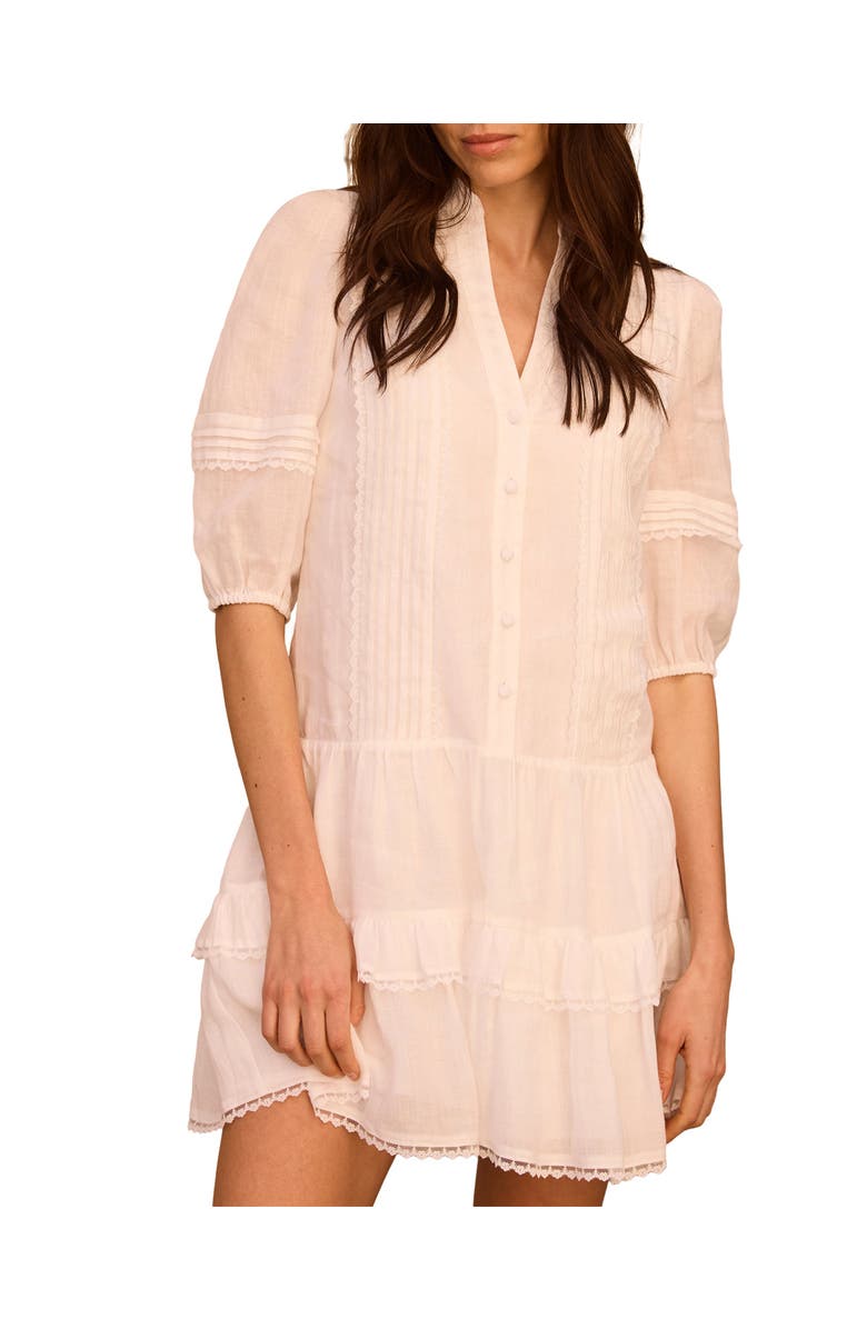 MINT VELVET Ramie Ruffle Mini Dress, Main, color, Ivory