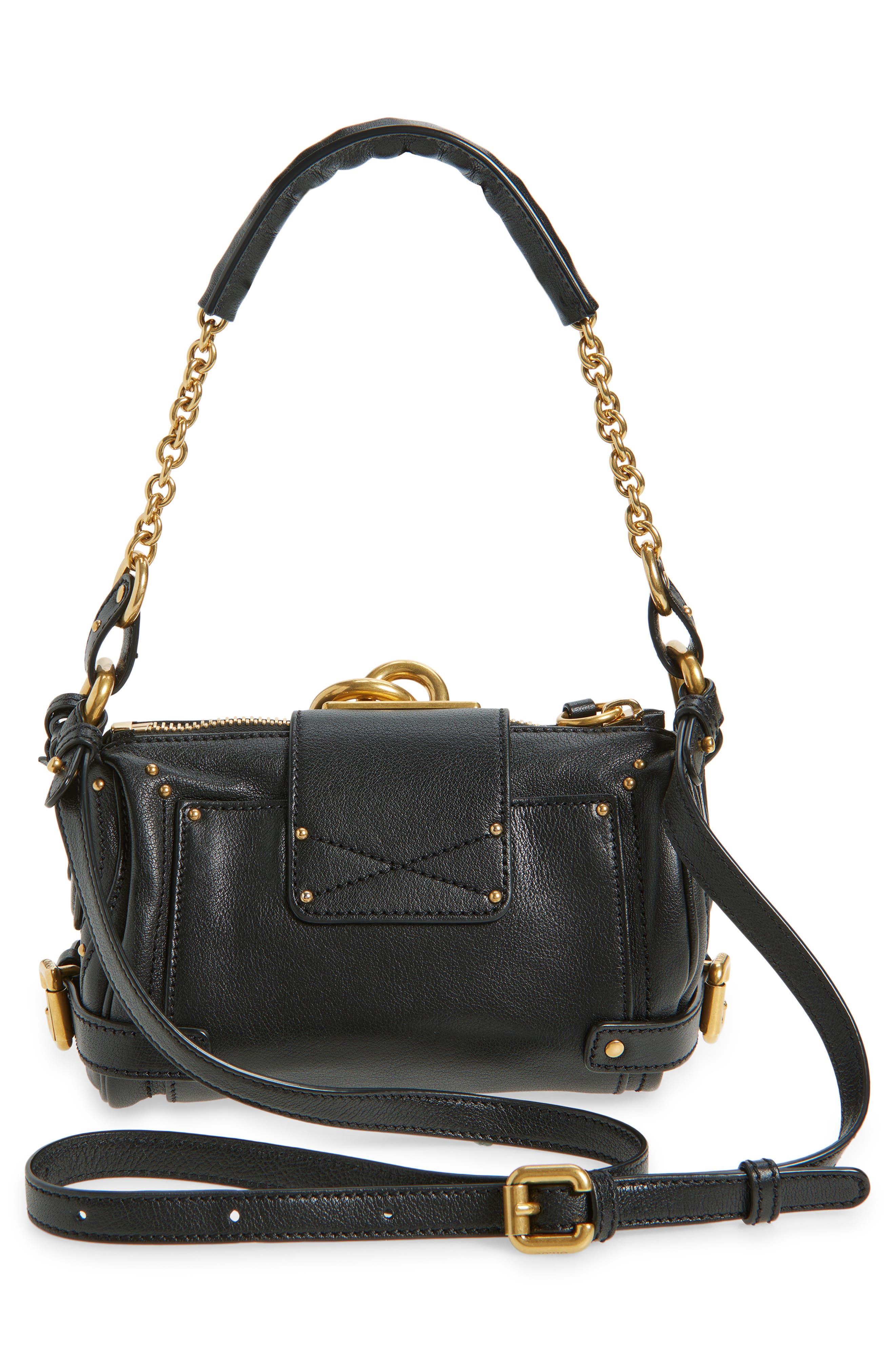 Chloé Small Paddington Leather Shoulder Bag, Alternate, color, Black