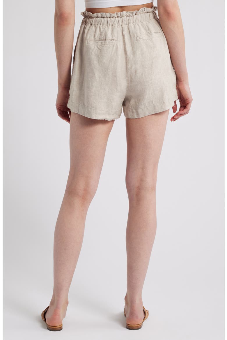 Foster Paperbag Linen Shorts, Alternate, color, HEATHERED FLAX