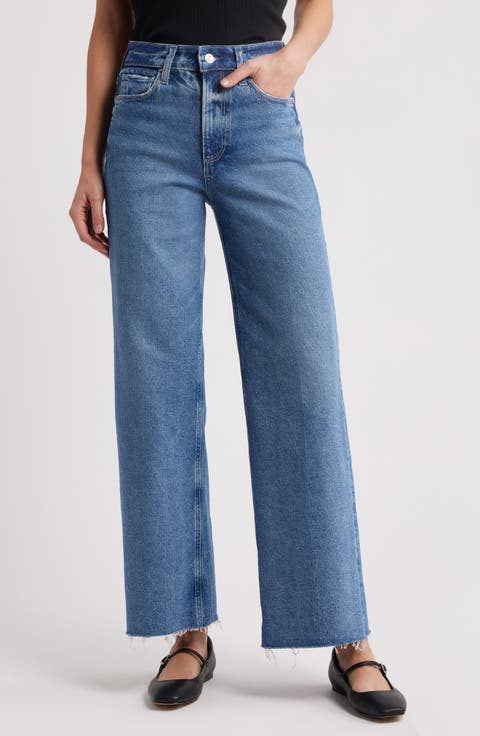 Anessa High Waist Raw Hem Wide Leg Jeans (Jam Session)