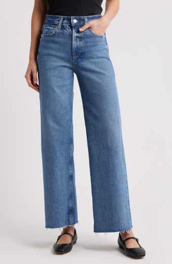 Anessa High Waist Raw Hem Wide Leg Jeans