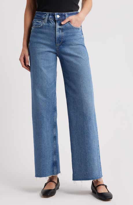 Anessa High Waist Raw Hem Wide Leg Jeans