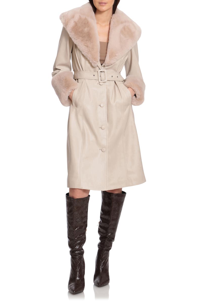 Avec Les Filles Faux Fur & Faux Leather Coat, Alternate, color, 