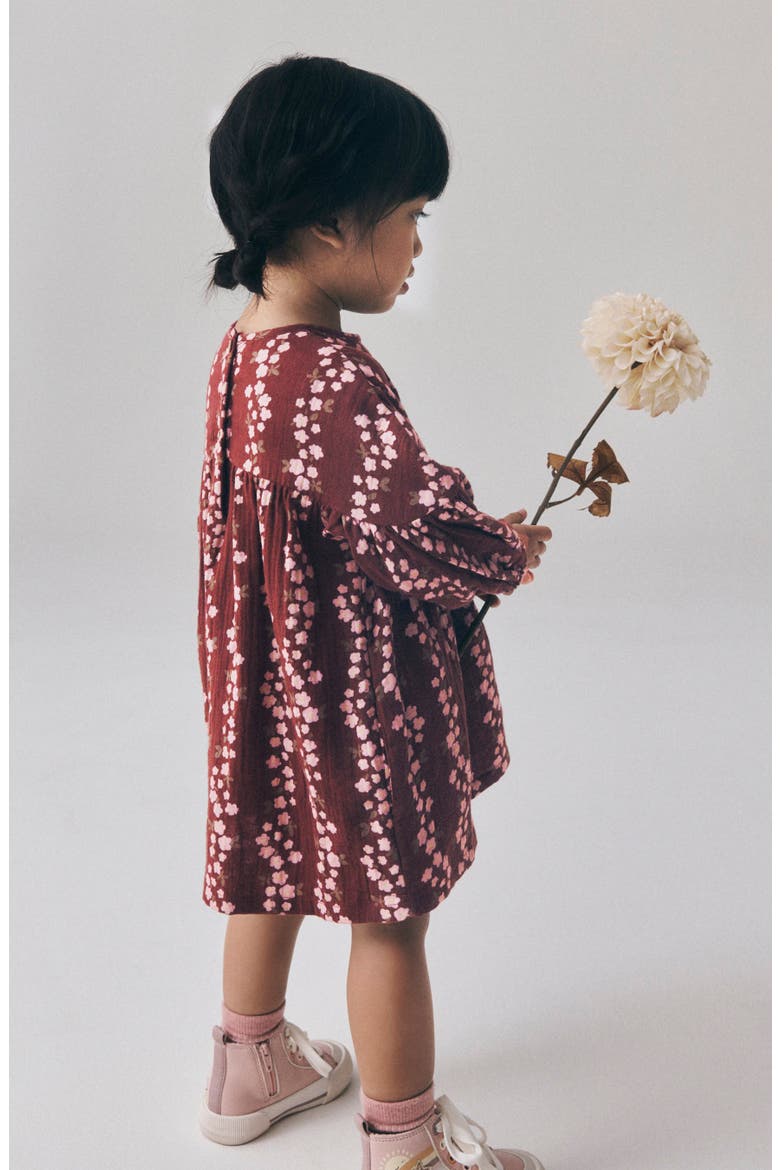 Kids' Floral Cotton Dress, Alternate, color, BROWN