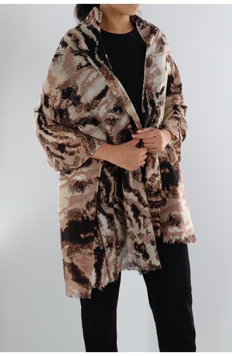 La Fiorentina Abstract Print Scarf, Alternate, color, Brown