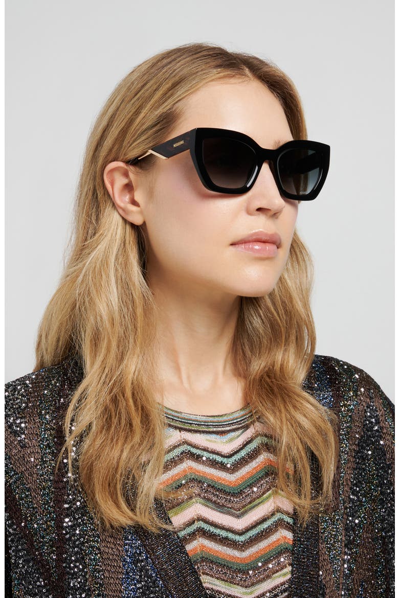 53mm Gradient Rectangular Sunglasses, Alternate, color, BLACK/ DARK GREY SF