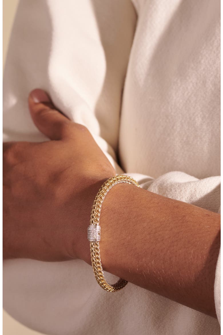 Icon Bracelet, Gold, Silver, Diamonds, 6.5mm, Alternate, color, GOLD