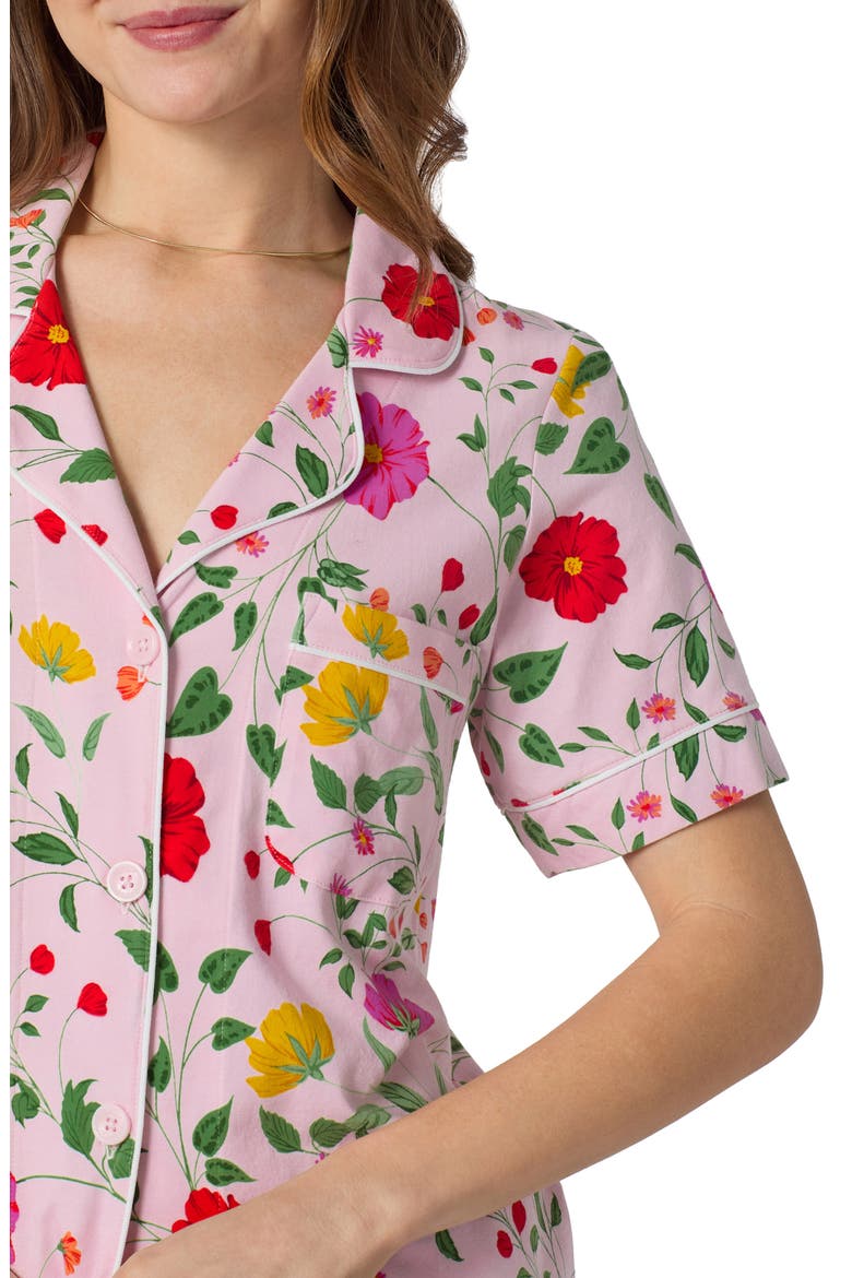 Print Stretch Organic Cotton Crop Pajamas, Alternate, color, SUNLIT FLORA