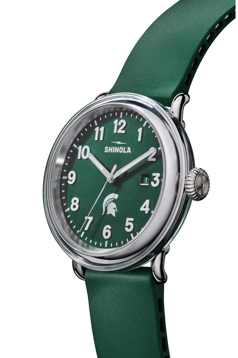 Detrola Spartan Rubber Strap Watch, 41mm, Alternate, color, DEEP GREEN