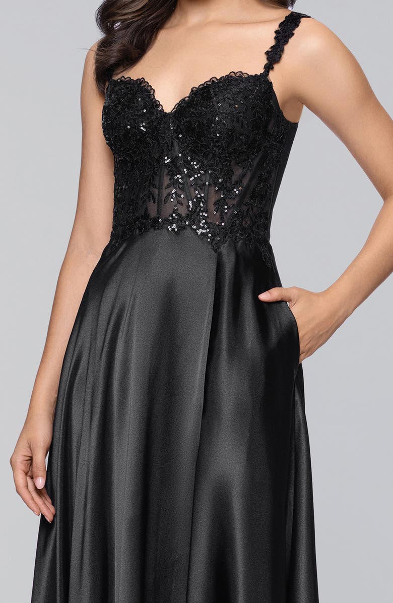 Blondie Nites Sequin Satin Gown, Alternate, color, 