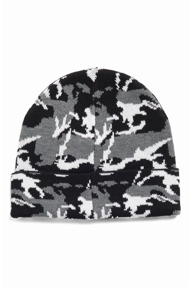 Camo Cuff Knit Beanie, Alternate, color, BLACK CAMO