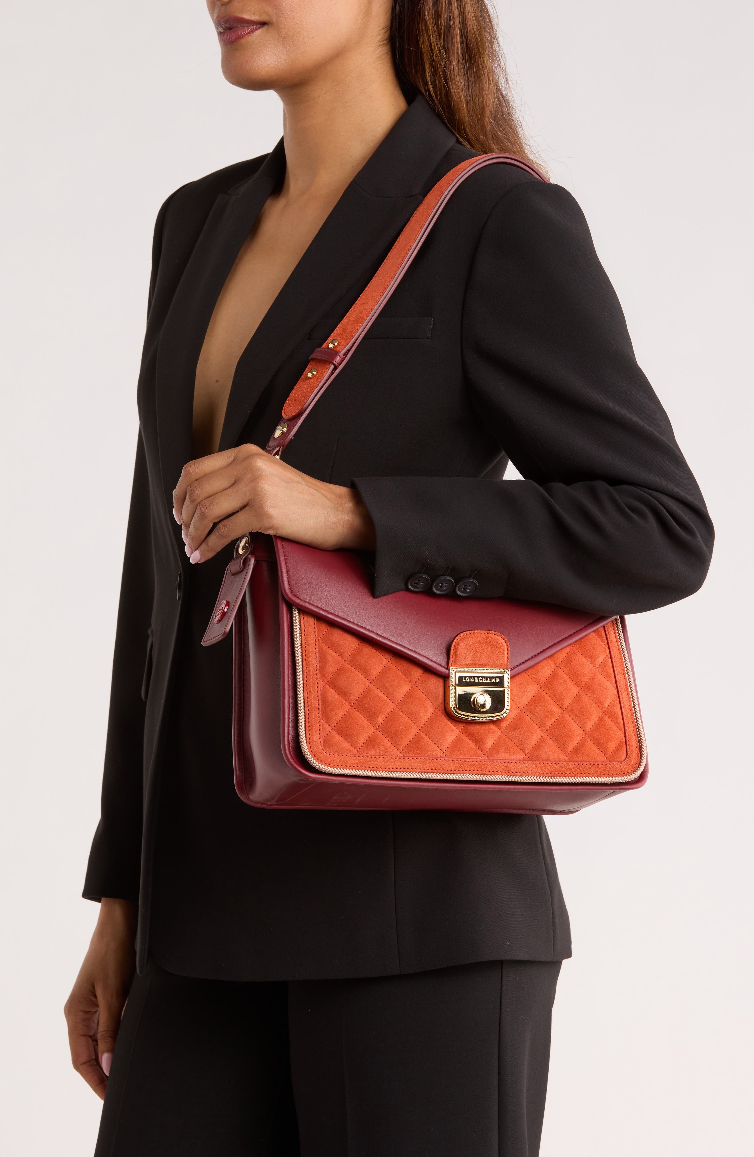 Longchamp Mademoiselle Shoulder Bag, Alternate, color, Burnt Red