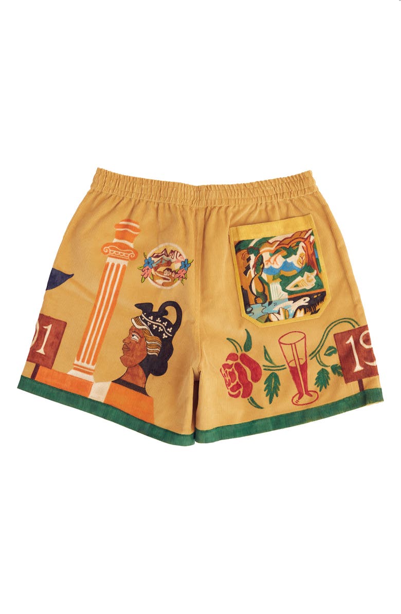 Bode Lemon Tree Senior Print Corduroy Shorts, Alternate, color,