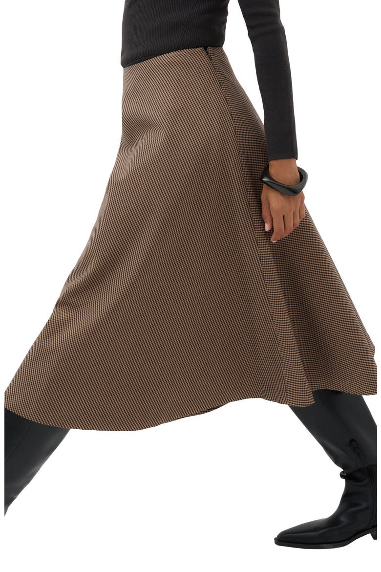 Check Circle Midi Skirt, Alternate, color, BROWN MIX