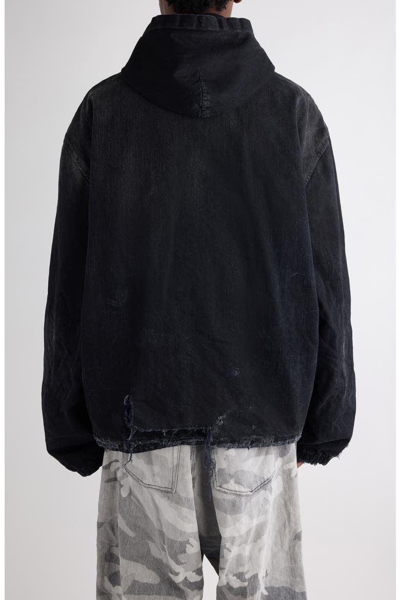 Hooded Distressed Denim Workwear Jacket, Alternate, color, 1037 BLACK FADE OUT