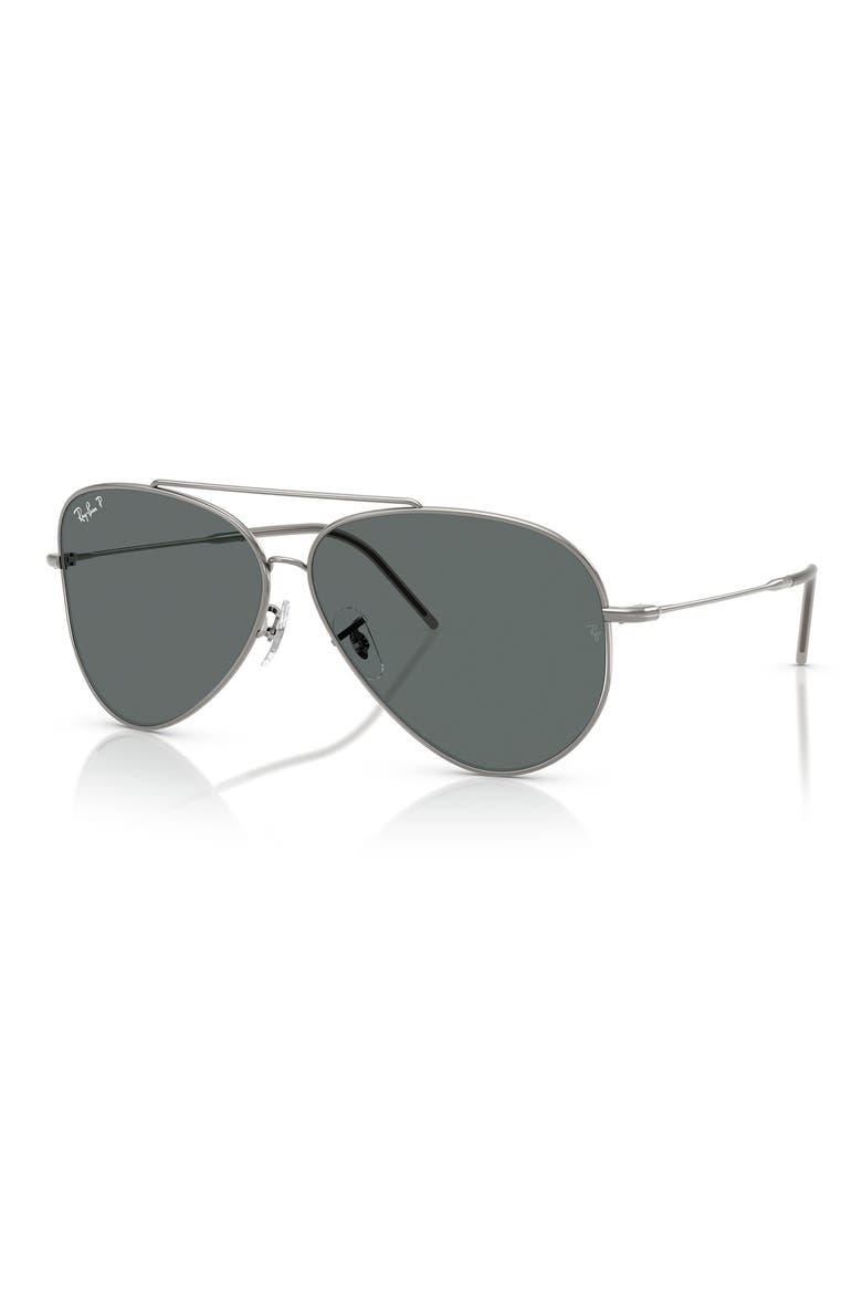 Reverse 62mm Oversize Aviator Sunglasses, Alternate, color, GUNMETAL