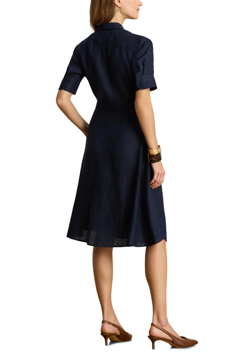 Wakana Linen Shirtdress, Alternate, color, LAUREN NAV