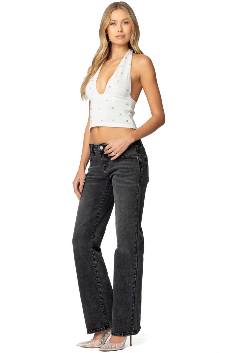 EDIKTED Shayna Low Rise Straight Leg Jeans, Alternate, color, Black