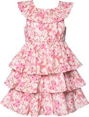 Truly Me Kids' Bow Print Tiered Dress