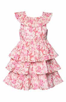 Kids' Bow Print Tiered Dress