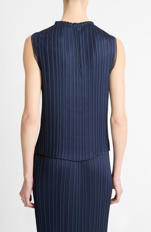Shop Vince Plissé Sleeveless Top In Coastal Blue