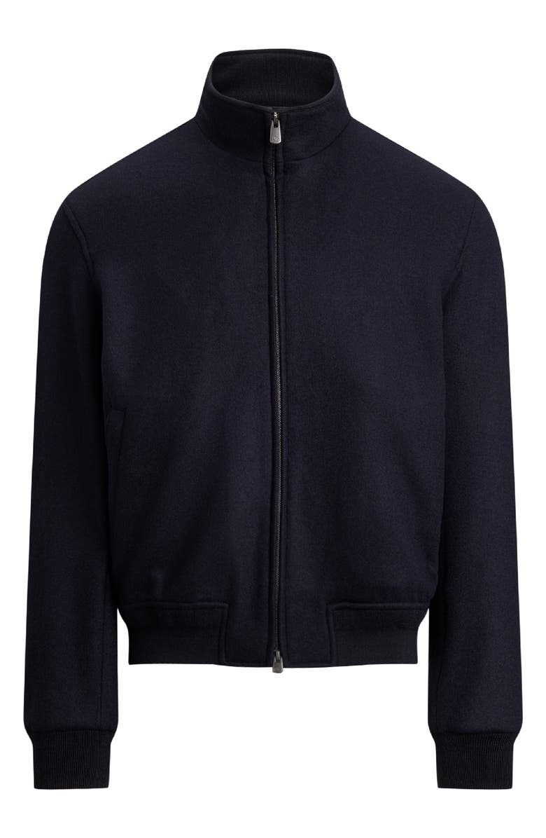 Ralph Lauren Purple Label Cashmere Blend Felt Bomber Jacket, Main, color, Classic Chairman Navy