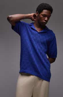 Topman Johnny Collar Check Pattern Cotton Polo Sweater