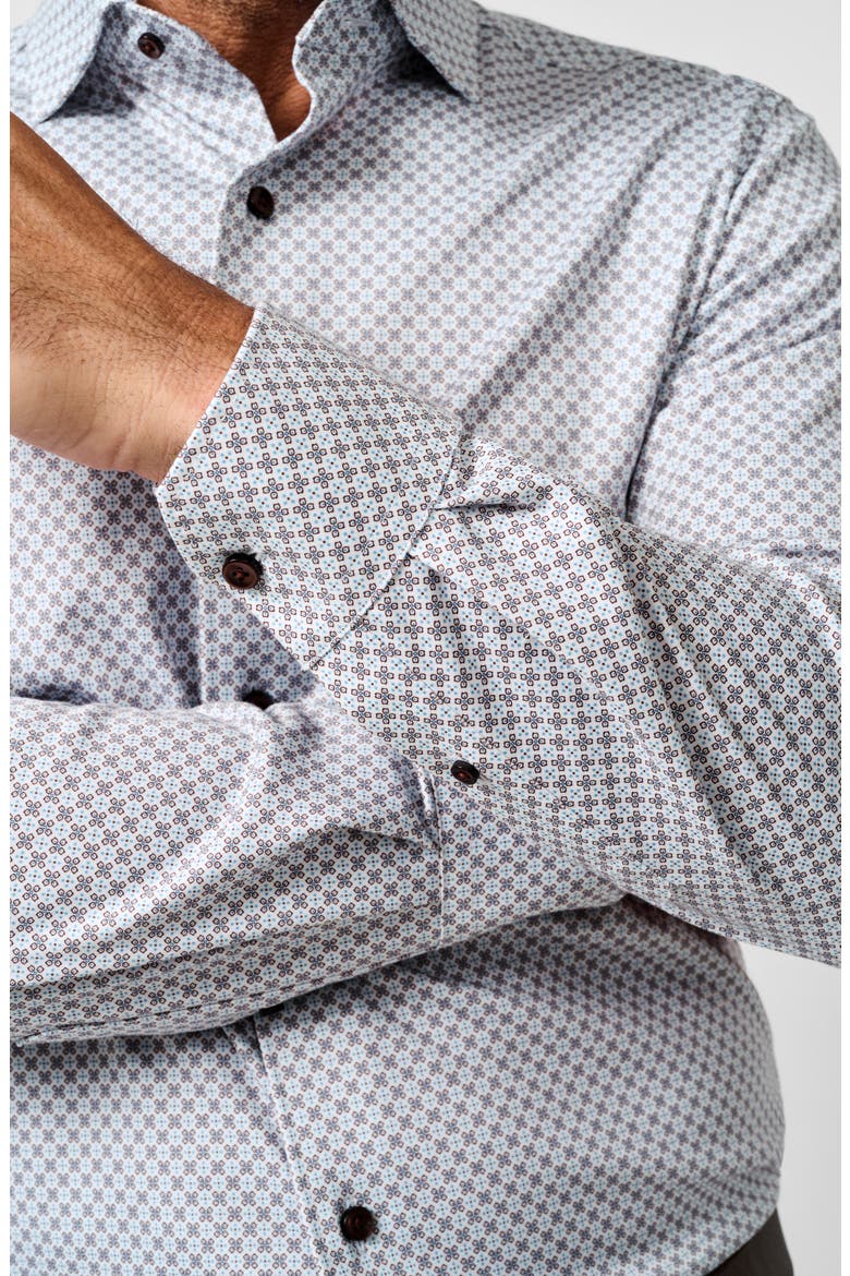 Geometric Knit Sport Shirt, Alternate, color, WHITE/ CHOCOLATE