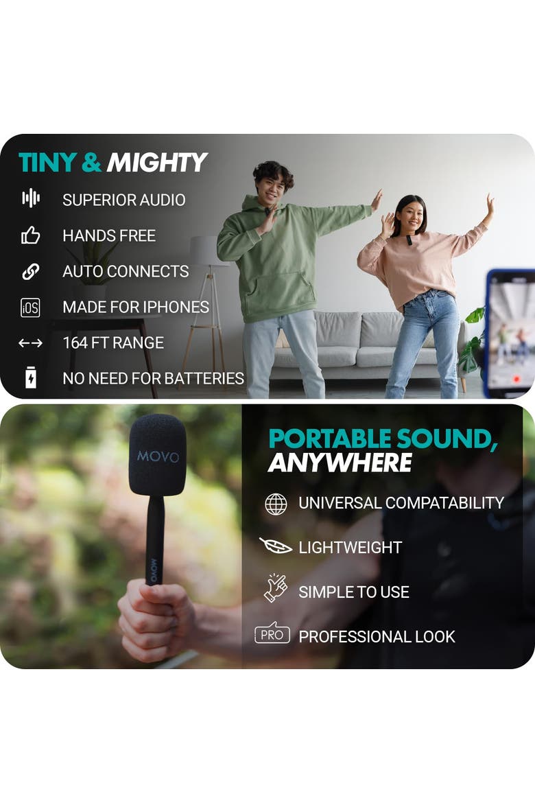 Wireless Mini DI Ultra Compact Wireless Lav Microphone System for iPhone, Alternate, color, Black