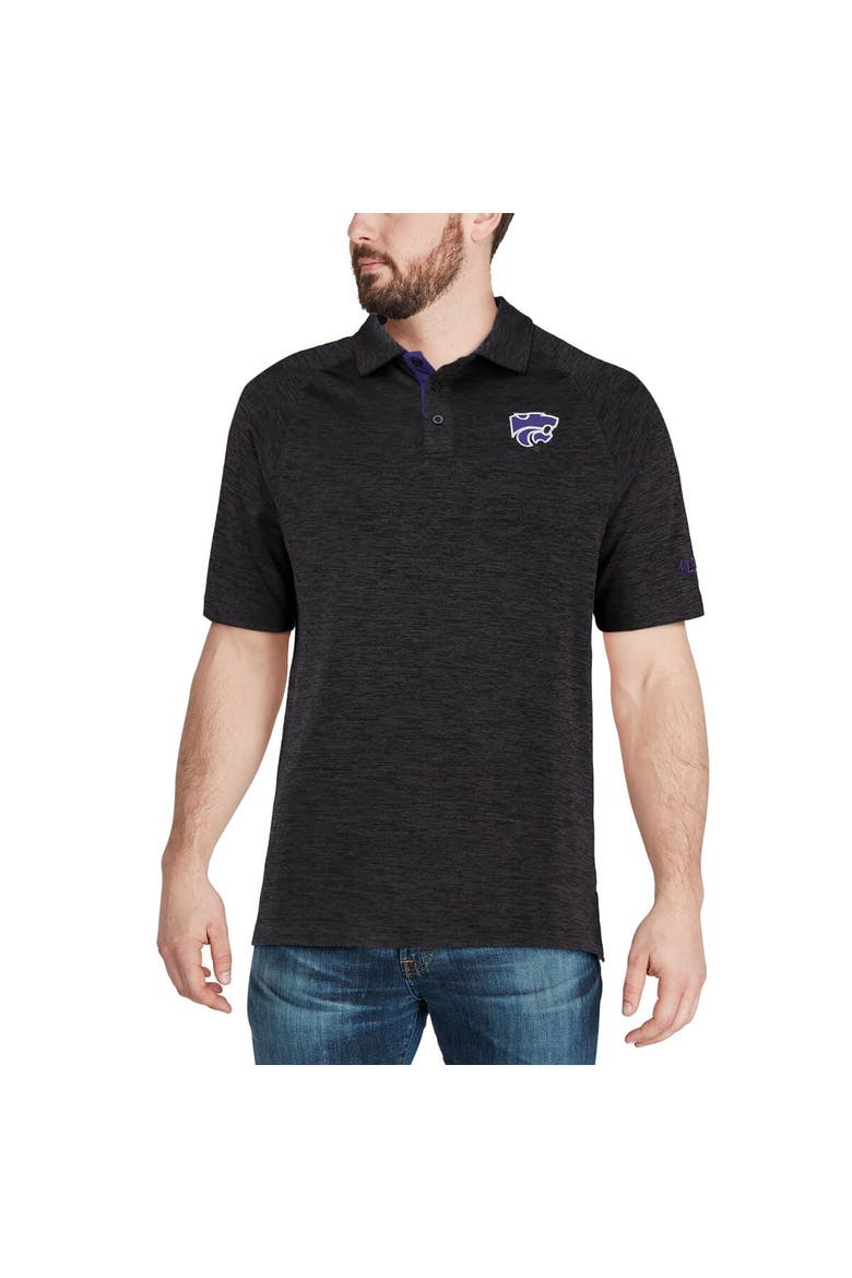 Men's Colosseum Black Kansas State Wildcats Down Swing Polo, Alternate, color, Heather Black