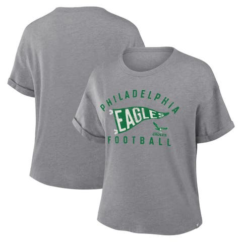 Women
s Fanatics Heather Gray Philadelphia Eagles Pennant Wave Tribute Tri-Blend Boxy T-Shirt