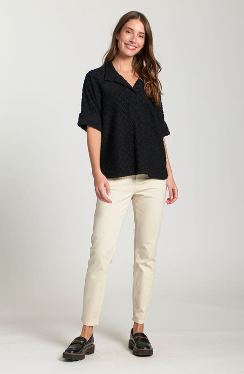 Apny Texture High/low Knit Top In Black
