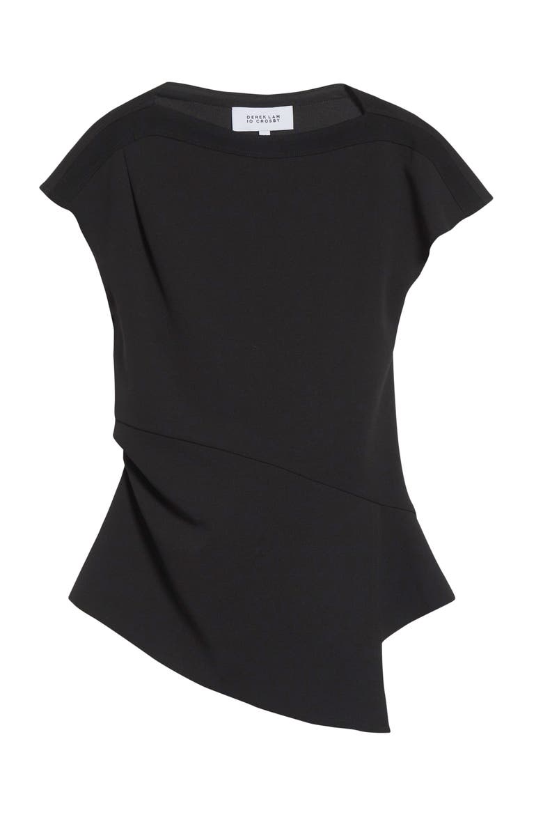 Luelle Asymmetric Peplum Top, Alternate, color, BLACK