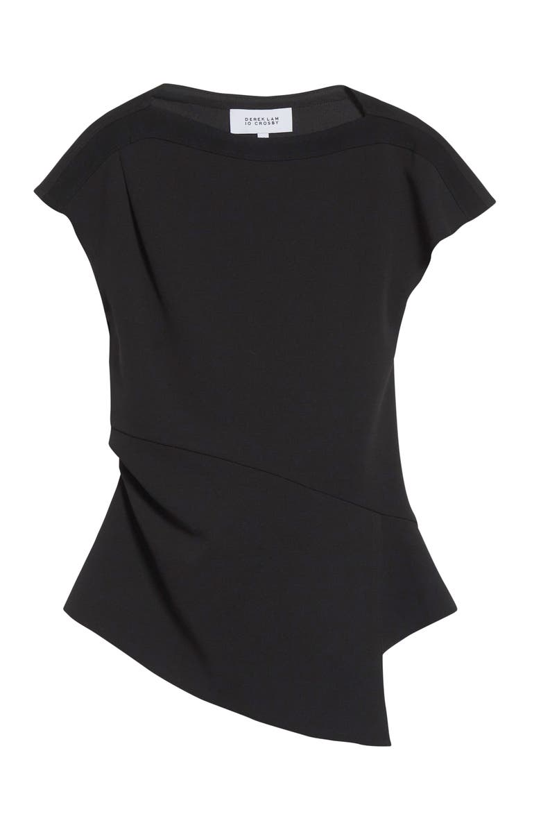 Derek Lam 10 Crosby Luelle Asymmetric Peplum Top, Alternate, color, Black